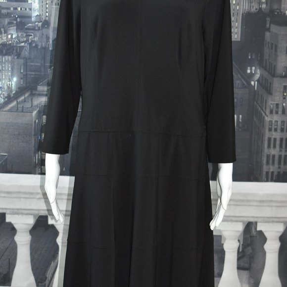 Black Label by Evan Piccone size 14 Black Long Sleeve Flowing Dress - Picture 2 of 8